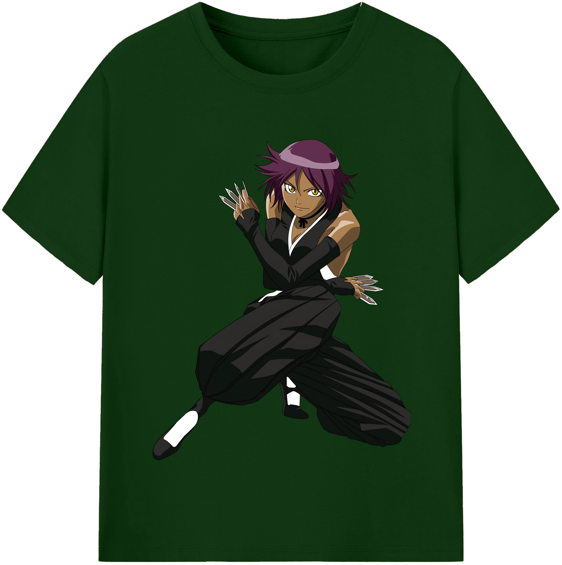 （画像用） ブリーチ 四楓院 夜一（しほういん よるいち） BLEACH Shihouin Yoruichi 綿100％半袖Tシャツ（フロントプリント）